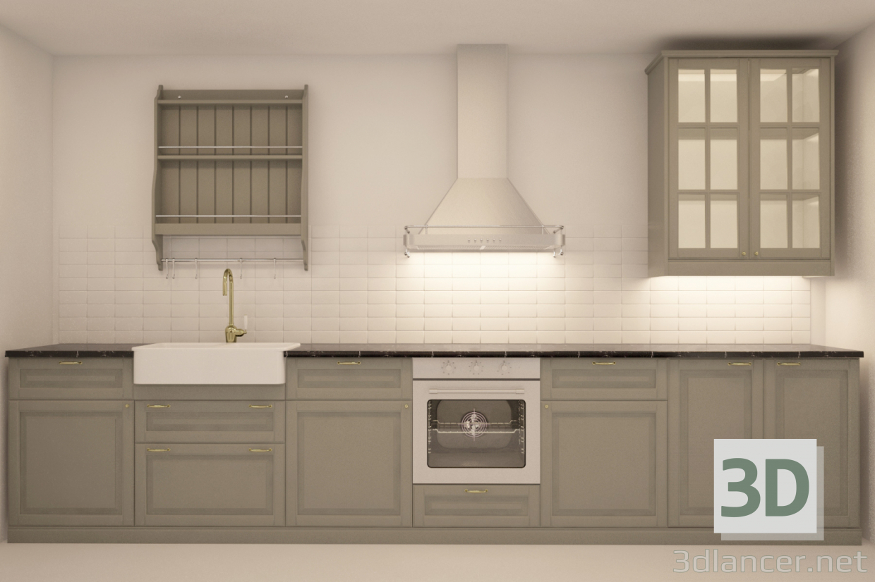 3d Kitchen Budbin model buy - render
