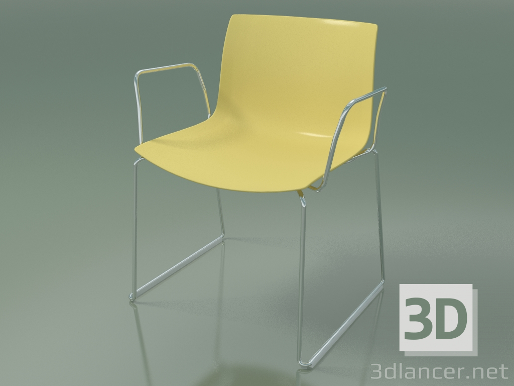 modello 3D Sedia 2074 (su rotaie, con braccioli, polipropilene PO00415) - anteprima
