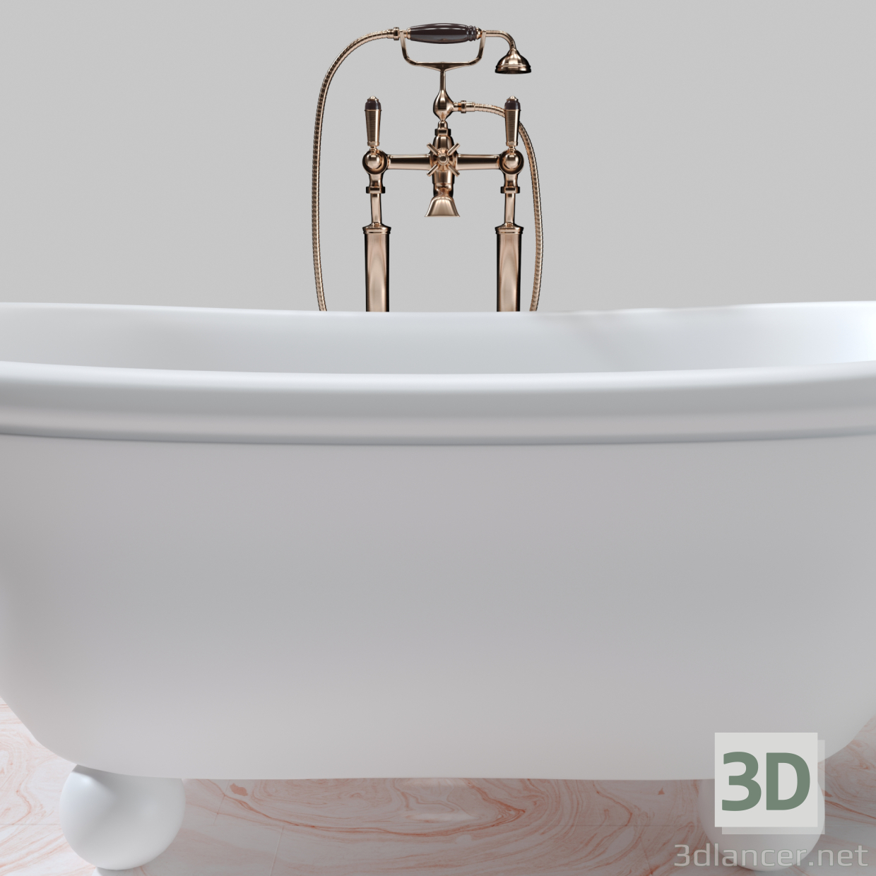 Bañera con mezclador 3D modelo Compro - render