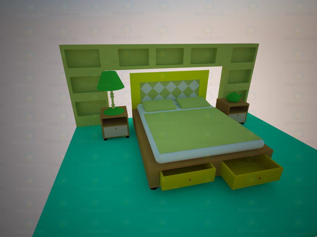 3d модель спальный гарнитур – превью