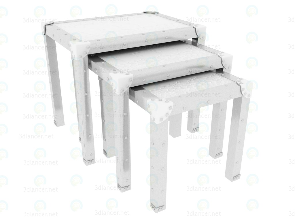 3D Modell Tisch Falten Croco edlem weiß (3 Stück pro Set) - Vorschau