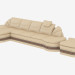 3D Modell Sofa gerade Leder mit einem Bankett - Vorschau