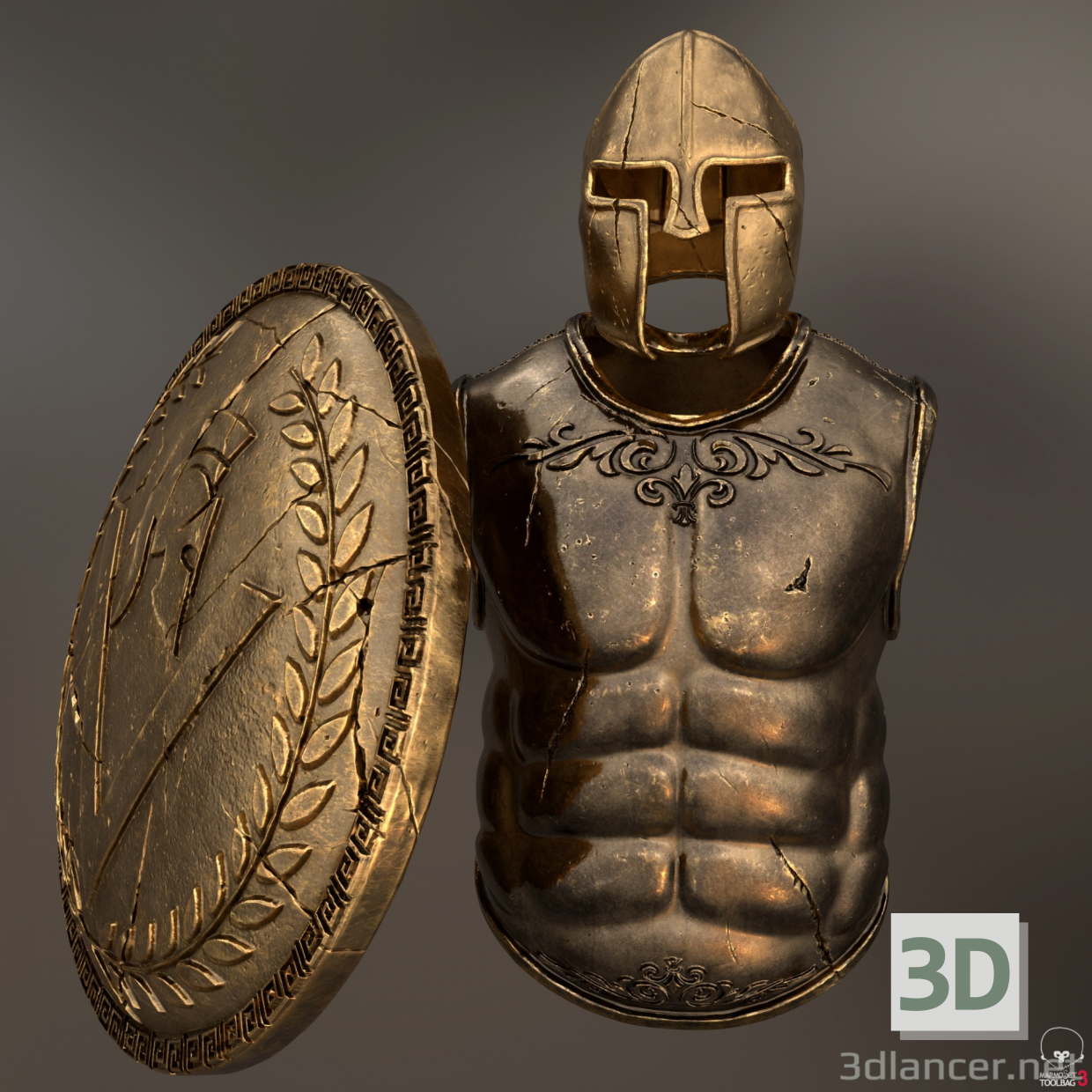 Armadura del guerrero griego 3D modelo Compro - render