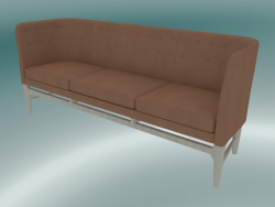 Triple sofa Mayor (AJ5, H 82cm, 62x200cm, White oiled oak, Leather - Cognac Silk)