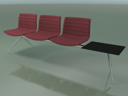 Скамья 2037 (трехместная, со столиком, с обивкой из ткани)