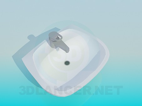 3D Modell Waschbecken mit Wasserhahn mischen - Vorschau