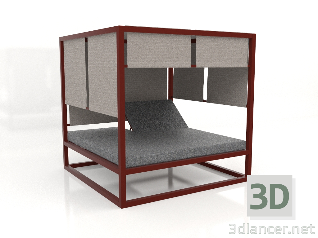 3D Modell Erhöhtes Sofa (Weinrot) - Vorschau