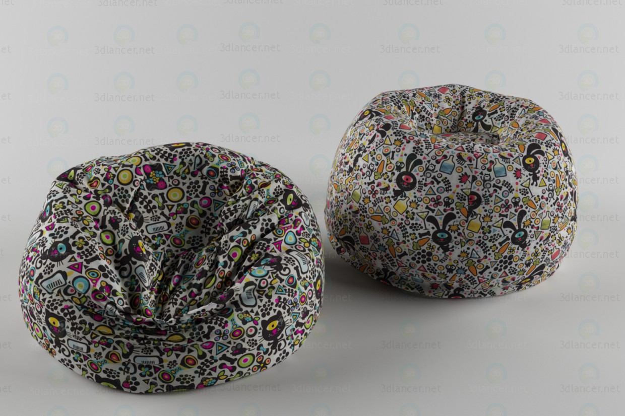 modèle 3D sac pouf 2 - preview