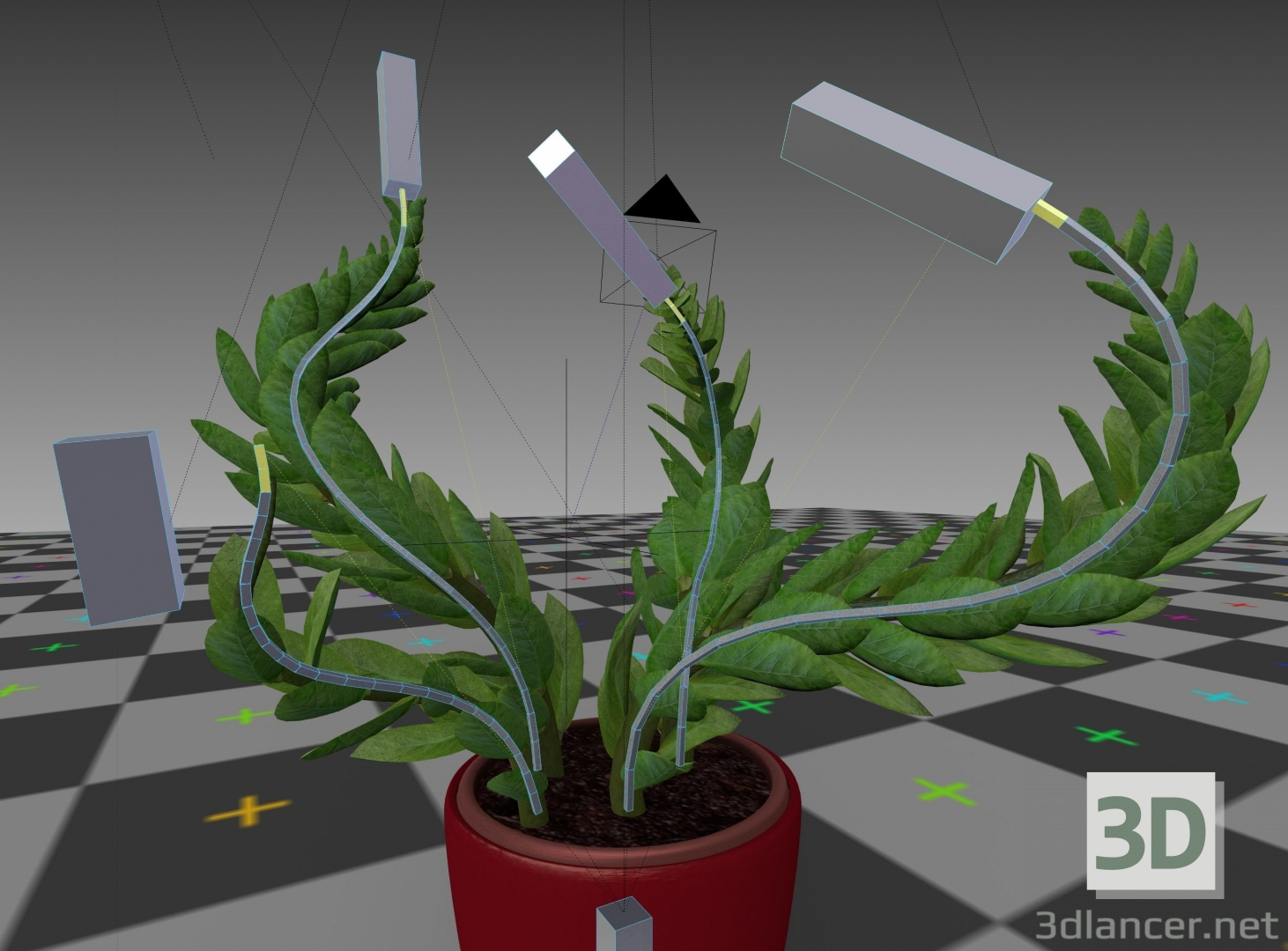3D blender'da donatılı, hareketli iç mekan bitki modeli satın - render