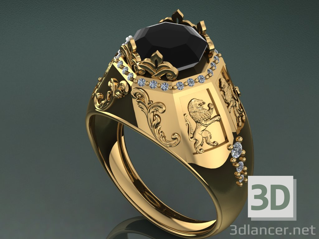3d кольцо мужское модель купить - ракурс