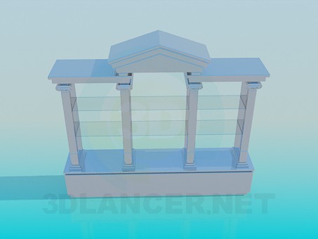 3D modeli Kitaplık ile cam raflar - önizleme