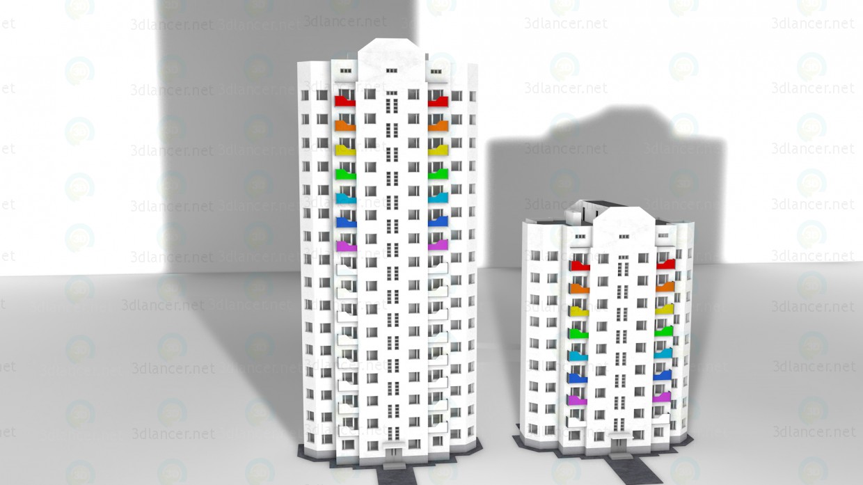 3d модель 9ти этажный дом – превью