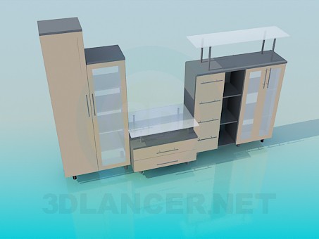 3D Modell Schrank im Wohnzimmer - Vorschau