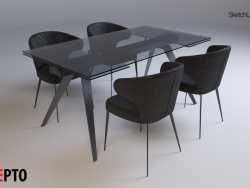 Mesa dobrável Concepto Glassy Keen preta + cadeira Concepto Keen cinza