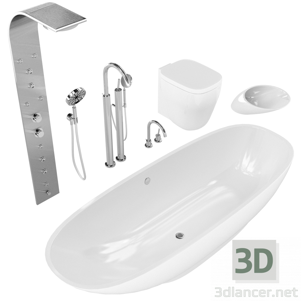 3d модель Набор для ванны – превью
