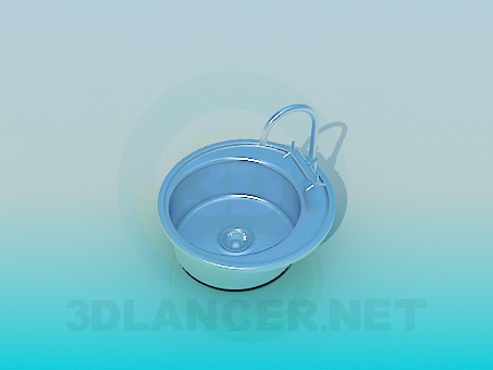 3d model Round metal sink - preview