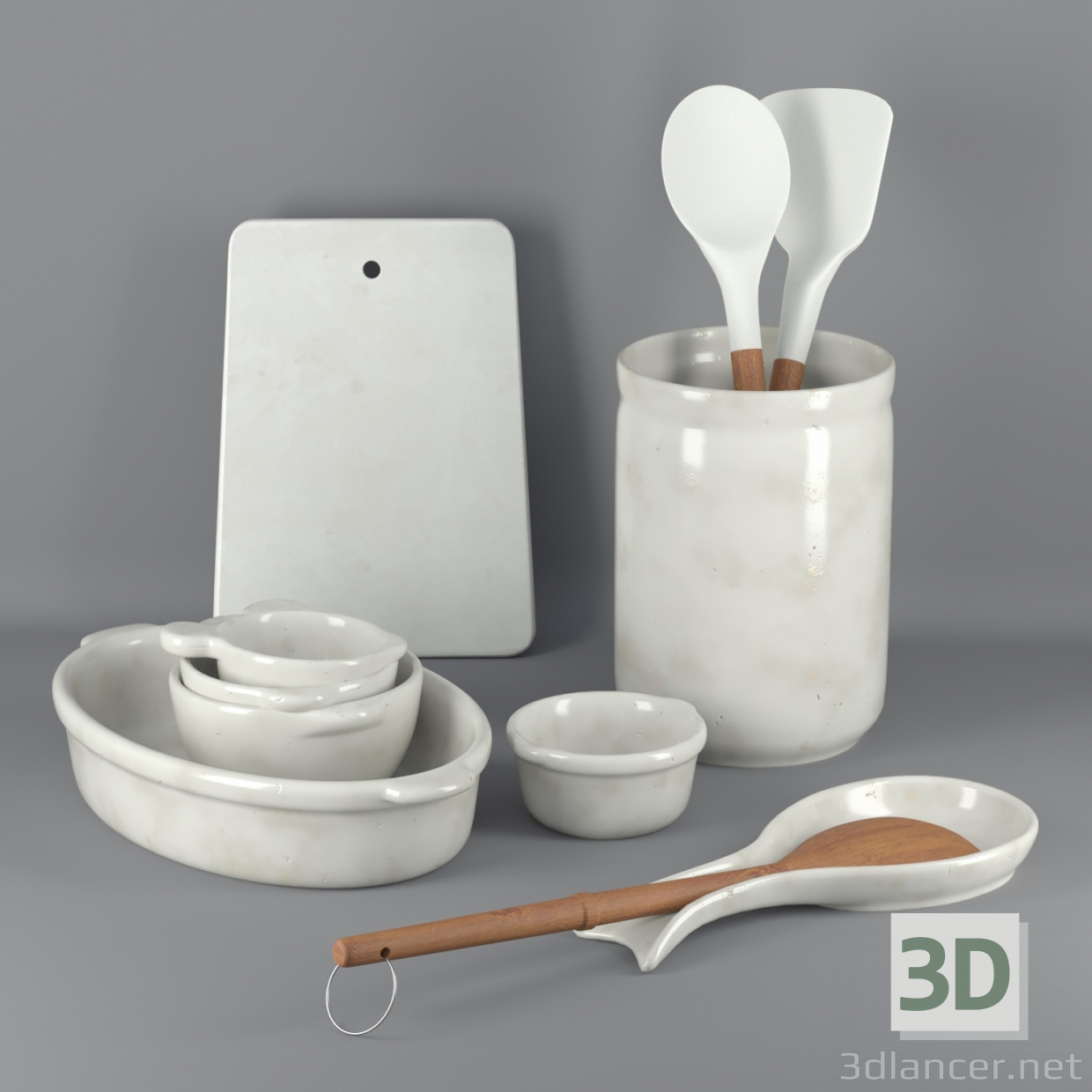 3 डी सिरेमिक रसोई सेट मॉडल खरीद - रेंडर