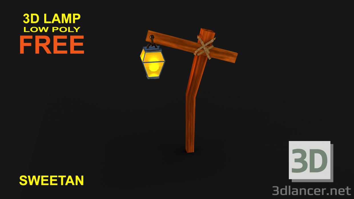 modello 3D Asset del gioco della lampada 3D - Basso poli - anteprima