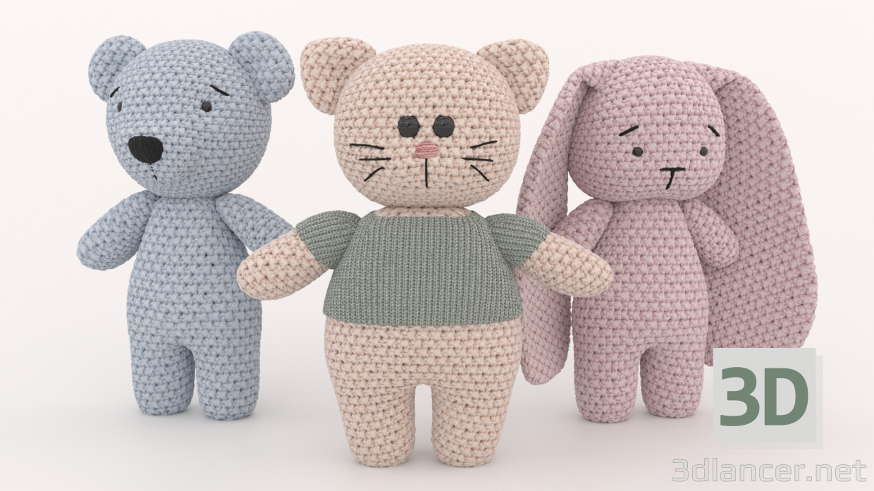 3d Knitted toys model buy - render