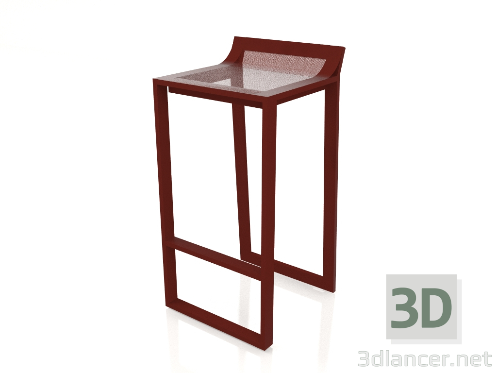 modello 3D Sgabello alto con schienale basso (Rosso vino) - anteprima