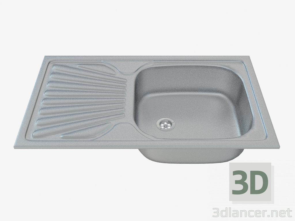 3d model Sink, 1 bowl with draining board - Satin Techno (ZMU 0110) - preview