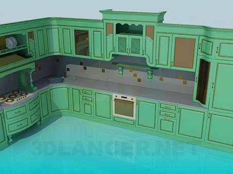 3D Modell Große Küche set - Vorschau