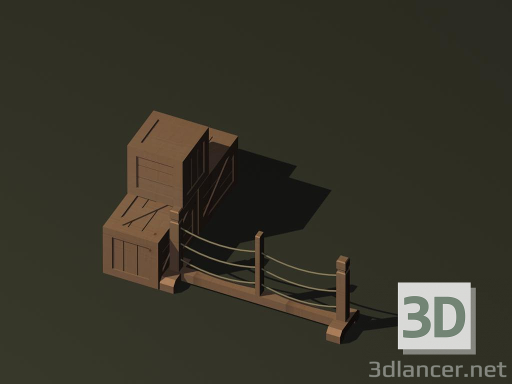 3d model crates and parapet - preview