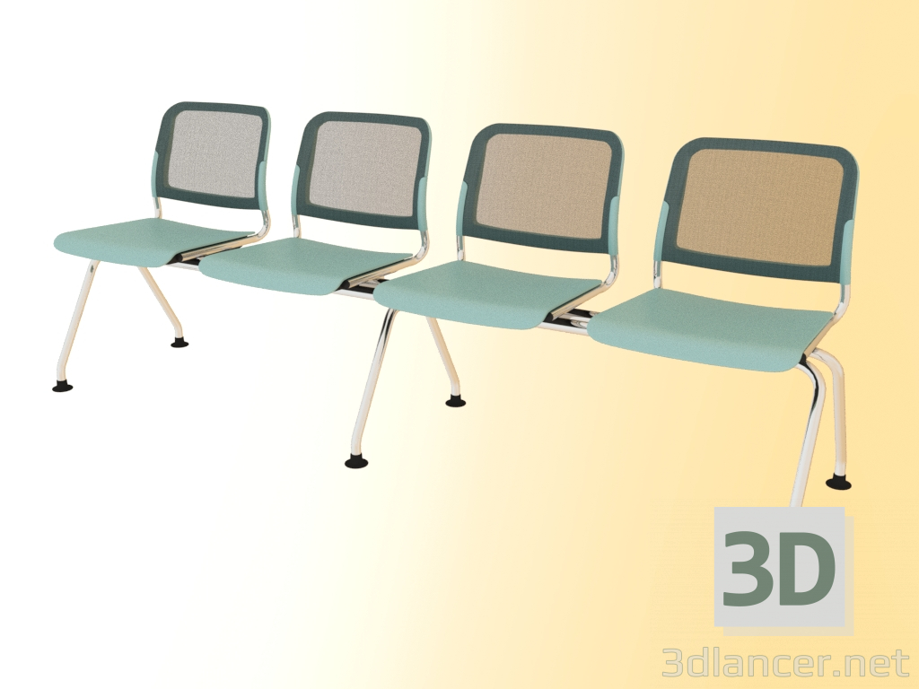 3d model Four-seater bench (525L4) - preview