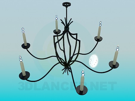 modello 3D Lampadario con candele - anteprima