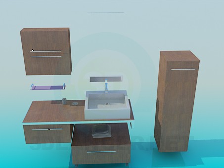 3D Modell Möbel zum Waschbecken - Vorschau