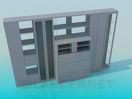 modèle 3D Ensemble de meubles pariétal - preview