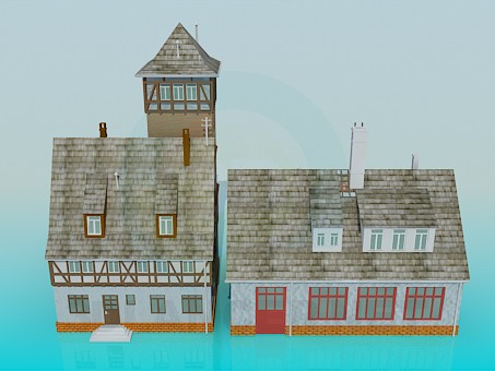 3d модель Здание пожарной станции – превью