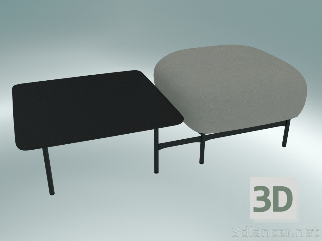 3D modeli İsole modüler koltuk sistemi (NN1, kare tablalı puf) - önizleme