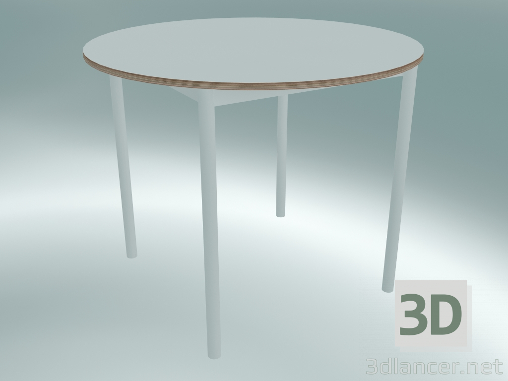 modello 3D Tavolo tondo Base ⌀90 cm (Bianco, Compensato, Bianco) - anteprima