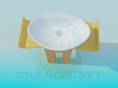 3 डी मॉडल घुमावदार स्टैंड के साथ अंडाकार धो बेसिन - पूर्वावलोकन