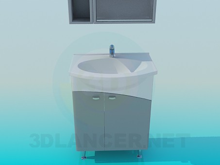modello 3D Mobile lavabo con armadio - anteprima