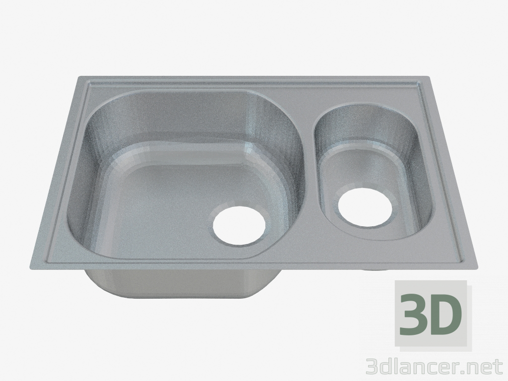 3D Modell Waschbecken, 1,5 Schüsseln ohne Flügel zum Trocknen - Satin Xylo (ZEX 0503) - Vorschau