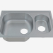 3d model Sink, 1,5 bowls without a wing for drying - satin Xylo (ZEX 0503) - preview