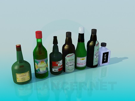 3d model Botellas con alcohol - vista previa