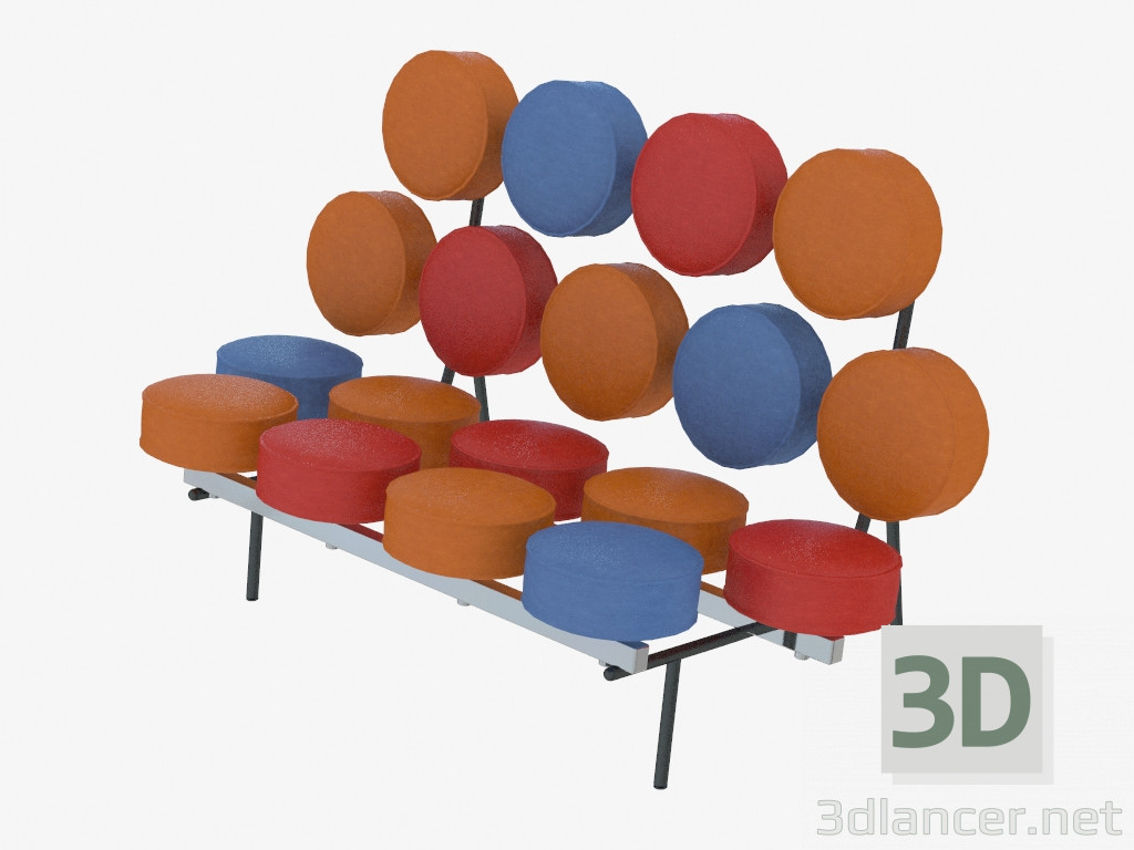 3 डी मॉडल चमड़े के सोफे डबल नेल्सन Marshmallow - पूर्वावलोकन