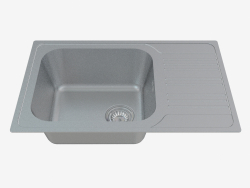 Sink, 1 bowl with draining board - satin Xylo (ZEX 011B)