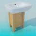 3d model Massive wash basin on a small wooden cabinet - preview