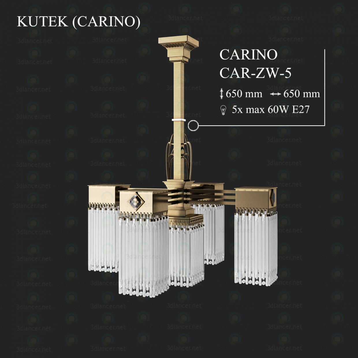 3d модель Люстра KUTEK CARINO CAR-ZW-5 – превью