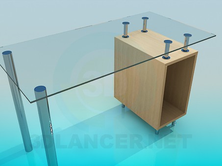 3d модель Скляний комп'ютерний стіл – превью