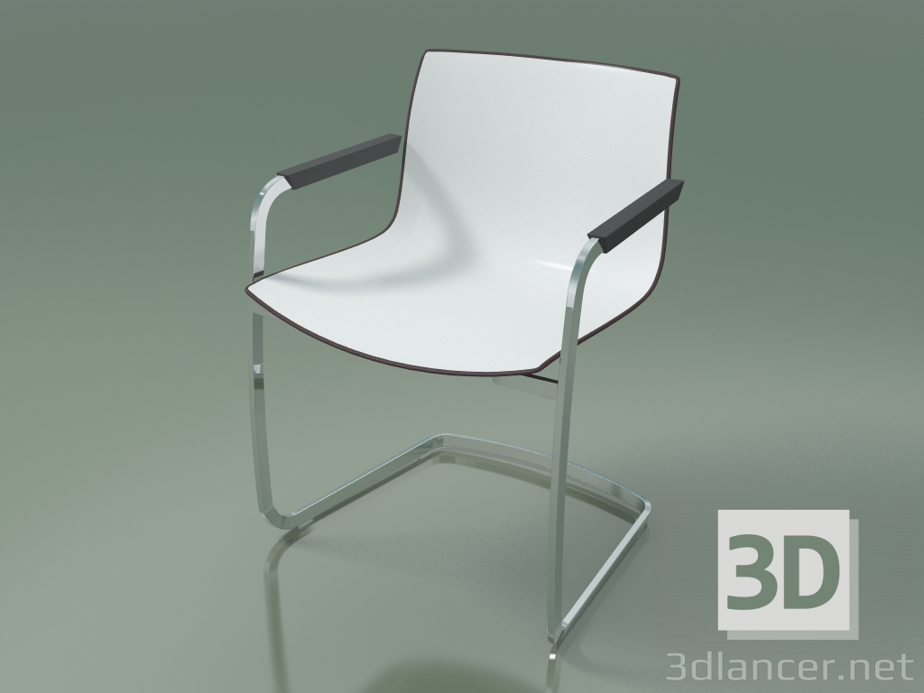 modèle 3D Chaise 2089 (sur la console, avec accoudoirs, polypropylène bicolore) - preview