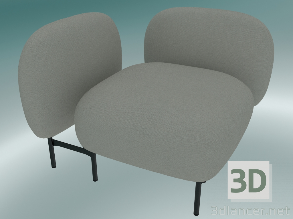 3d model Sistema de asiento modular Isole (NN1, asiento trasero bajo, reposabrazos derecho) - vista previa
