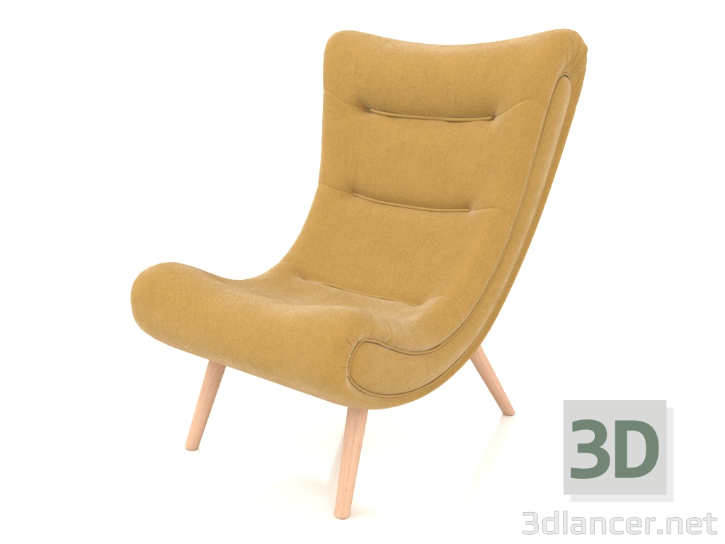 3D modeli Koltuk Dolce Vita (sarı safran-doğal) - önizleme
