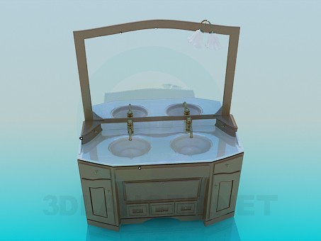modèle 3D lavabo double - preview