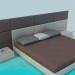 3D modeli Başucu tablolarla yatak - önizleme