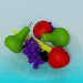 3D modeli Meyve bir plaka üzerinde - önizleme